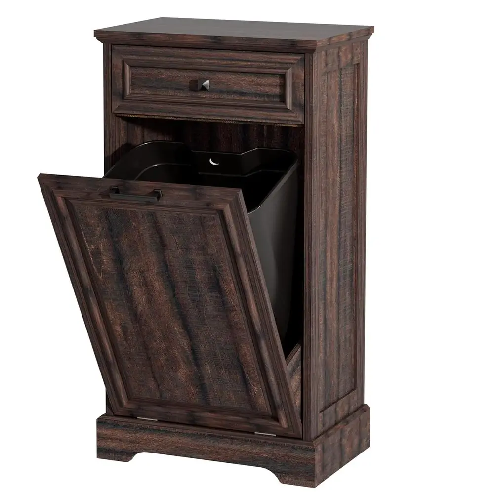 

Мусорное ведро для кухни объемом 13 галлонов, корзина для белья и скрытый контейнер для мусора (защита от домашних животных) коричневого цвета для кухни и гостиной