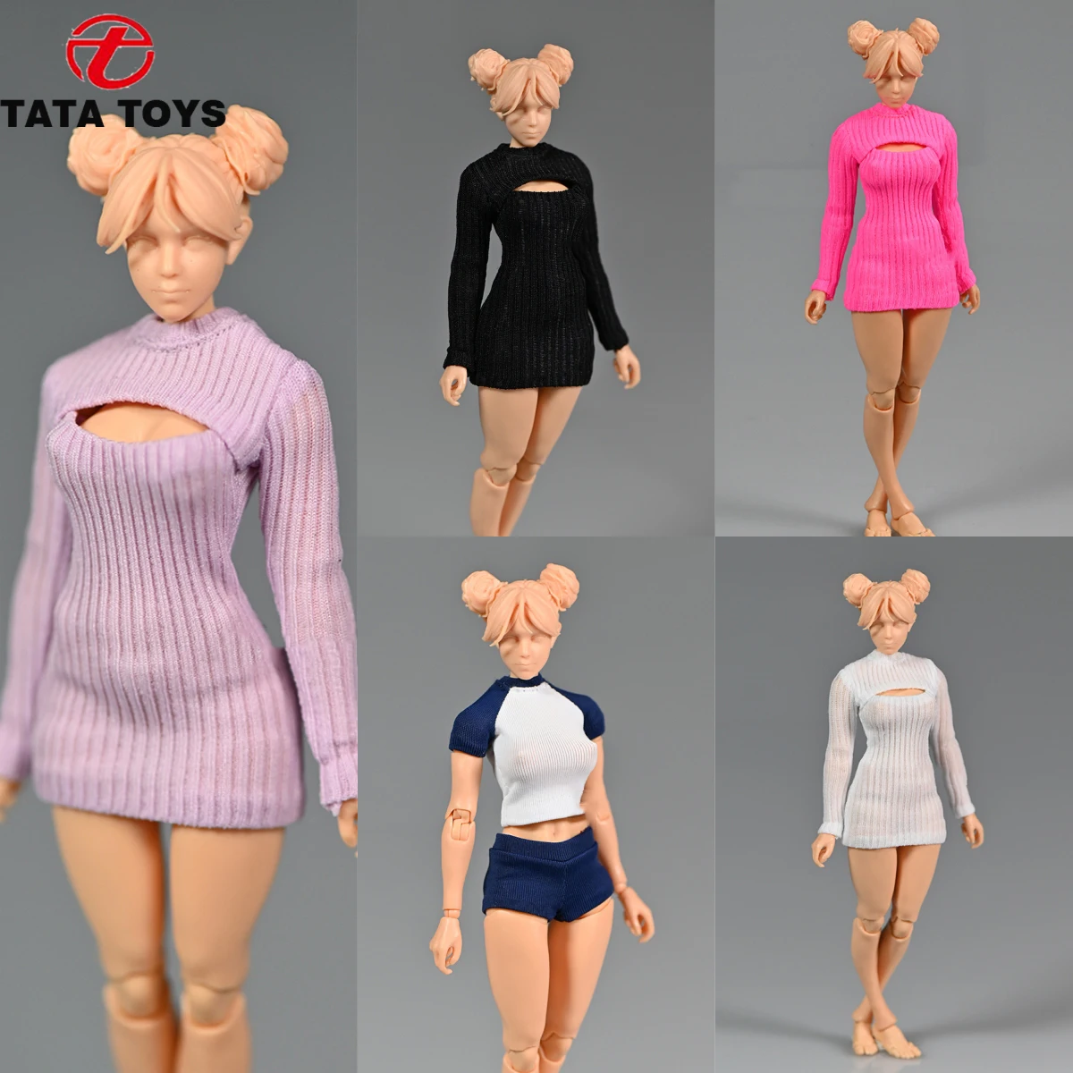 

В НАЛИЧИИ: Женские куклы в масштабе 1/12, футболка, вязаное платье, подходит для фигурок 12 дюймов.