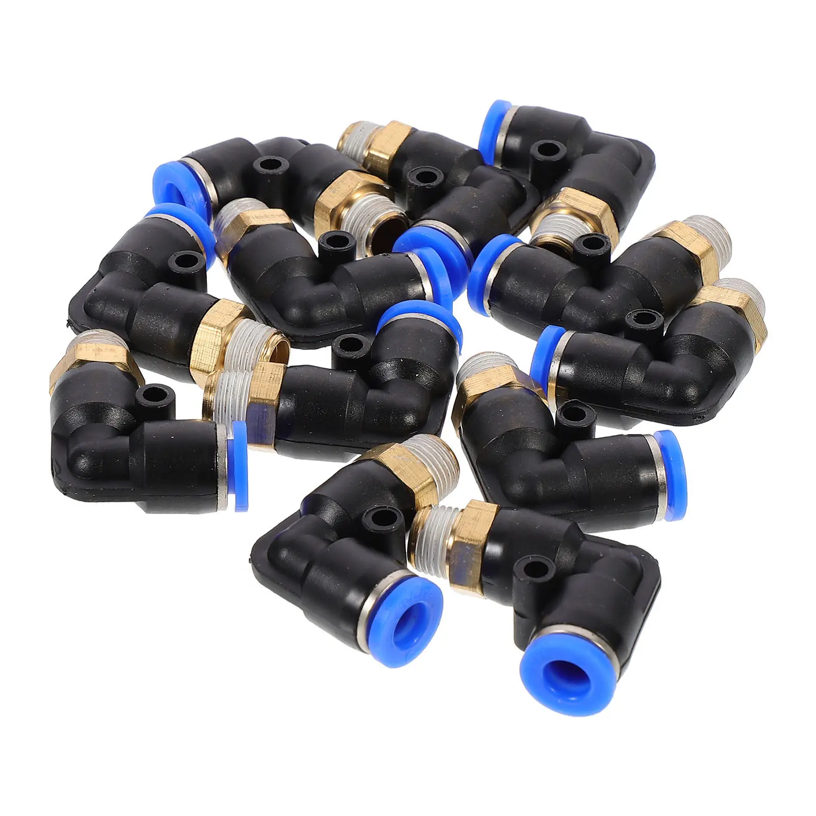 12Pcs Quick Connector Hose Joints High Pressure Resistant Right Angle Pneumatic Tube Connectors Black Quick Connector