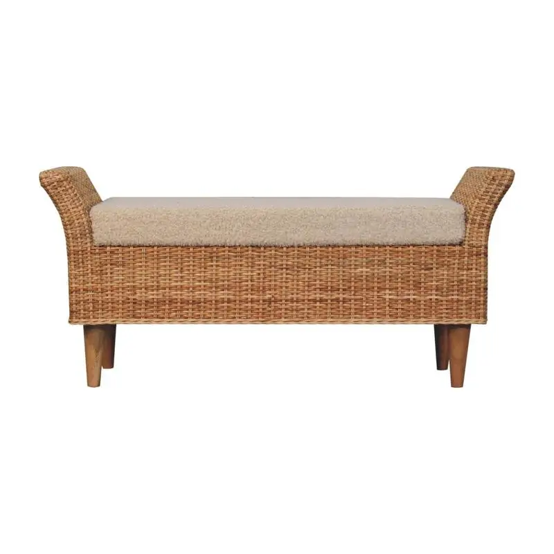 

Riviera Woven Solid Wood Bench, Stylish Seating with Durable Construction, Perfect for Entryway or Living Room