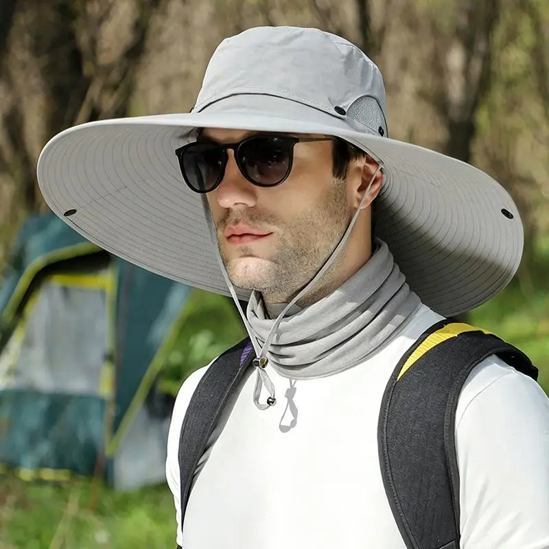 Stay Cool Sun Hat Large Brim UV Shield Breathable Mesh Detachable Ideal for Fishing Trips