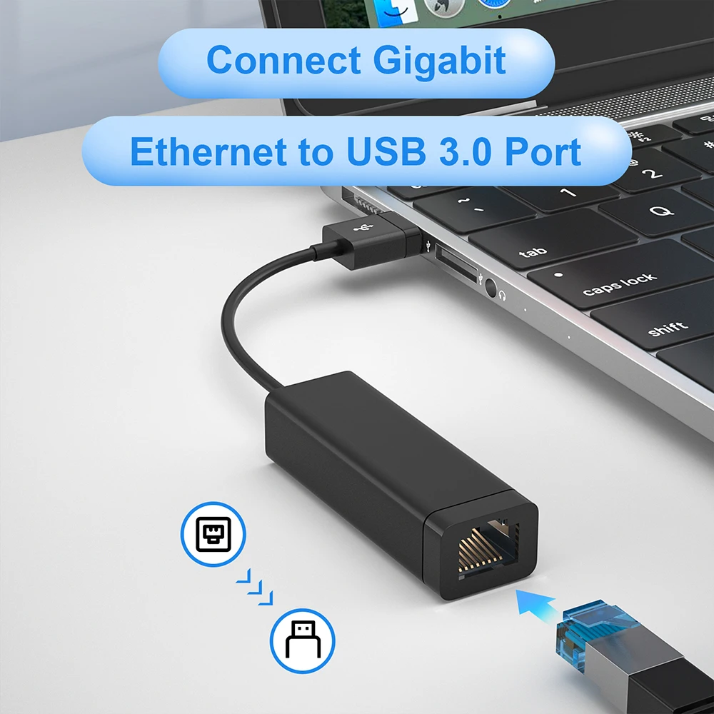 USB 3.0 إلى جيجابت إيثرنت محول 1000Mbps Realtek RTL8153 USB إلى جيجابت RJ45 USB 3.0 Network Hub RJ45 كابل ماك بوك محول