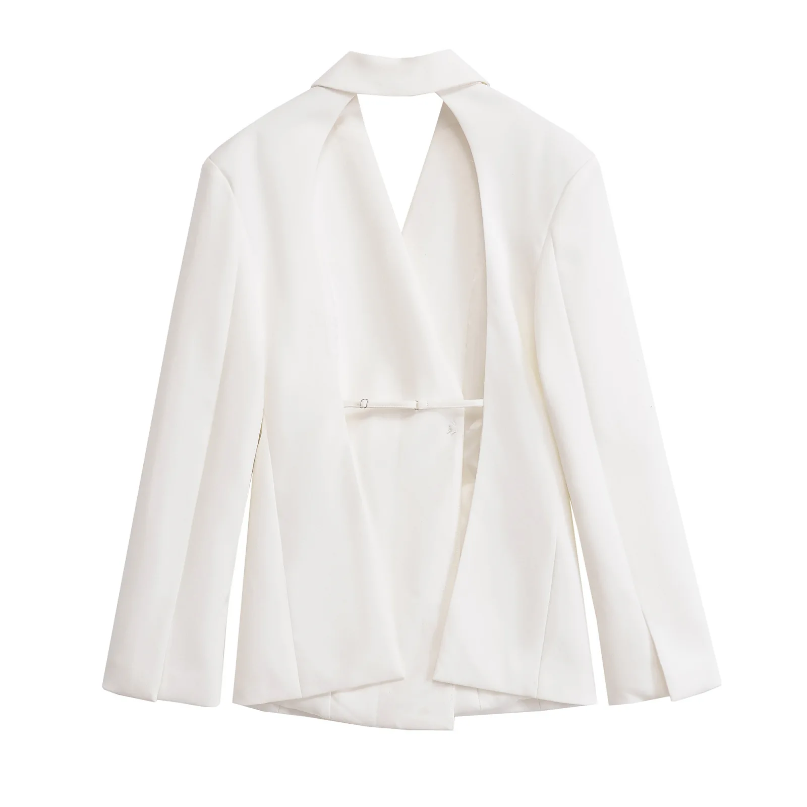 

Topenomi Sexy Backless Blazer Coats Women 2025 Autumn New Notched Collar Loose Long Sleeve Suit Jackets Fashion Design Chic Tops