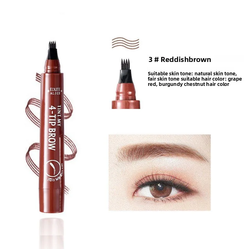 Vierzijdig, langdurig, waterbestendig, vlekvrij wenkbrauwpotlood Vierpuntig wenkbrauwpotlood