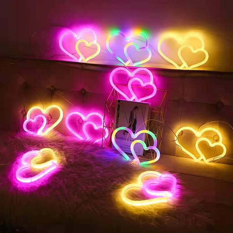 LED shaped lamp, double-sided neon light, letter light string, proposal and confession decoration light, night light
