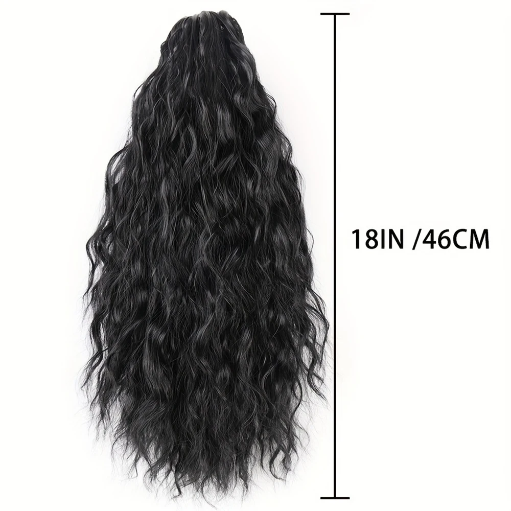 1PC 18inch Water wave curly Grab clip Claw Ponytail Hair Extension Synthetic Hairpiece wigs Fake Pony Tails women Hair Accessory