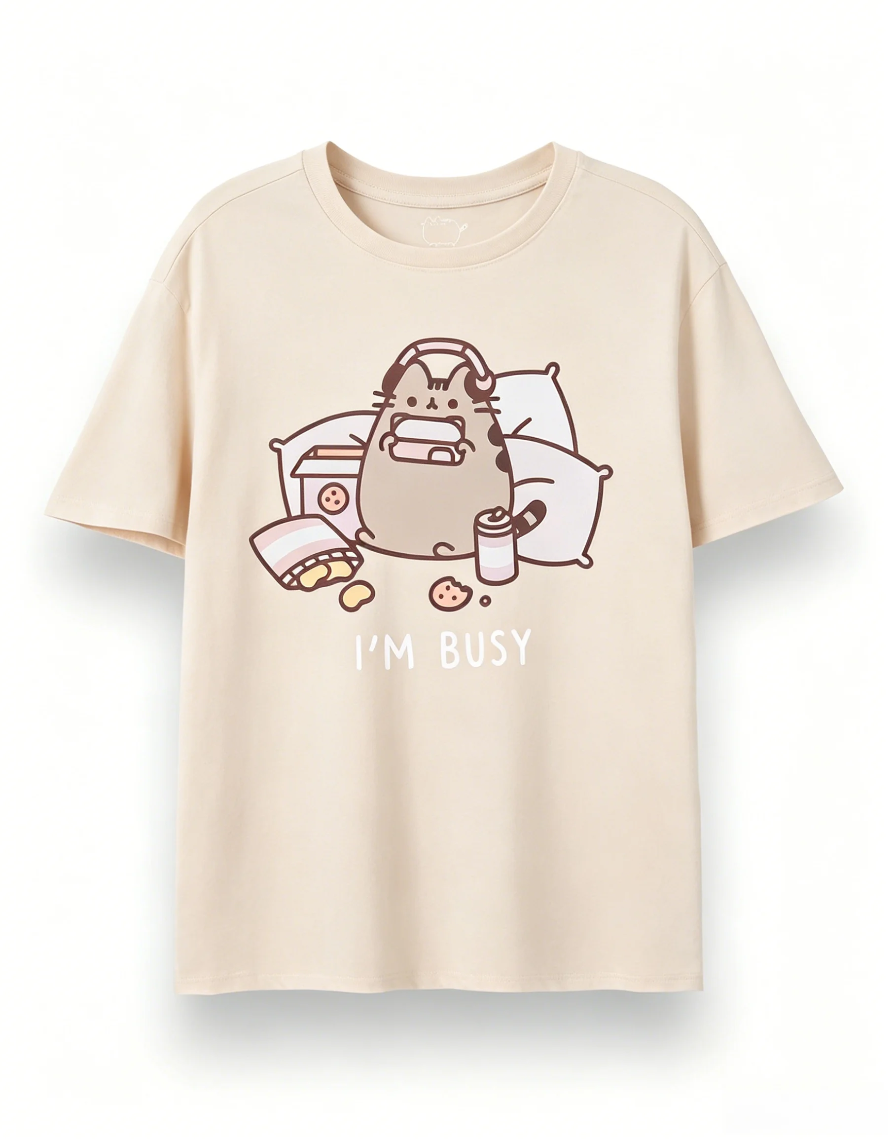 Pusheen The Cat bedrucktes T-Shirt aus reiner Baumwolle Pusheen Patten 2026 Sommer Herren Damenbekleidung Y2k Style Streetwear Oversized – Detail 6