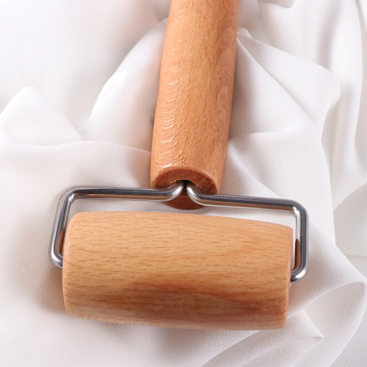 Solid Wood Rolling Pin T-shaped Flour Stick Pressing Baking Roller Clay for Bamboo Dough