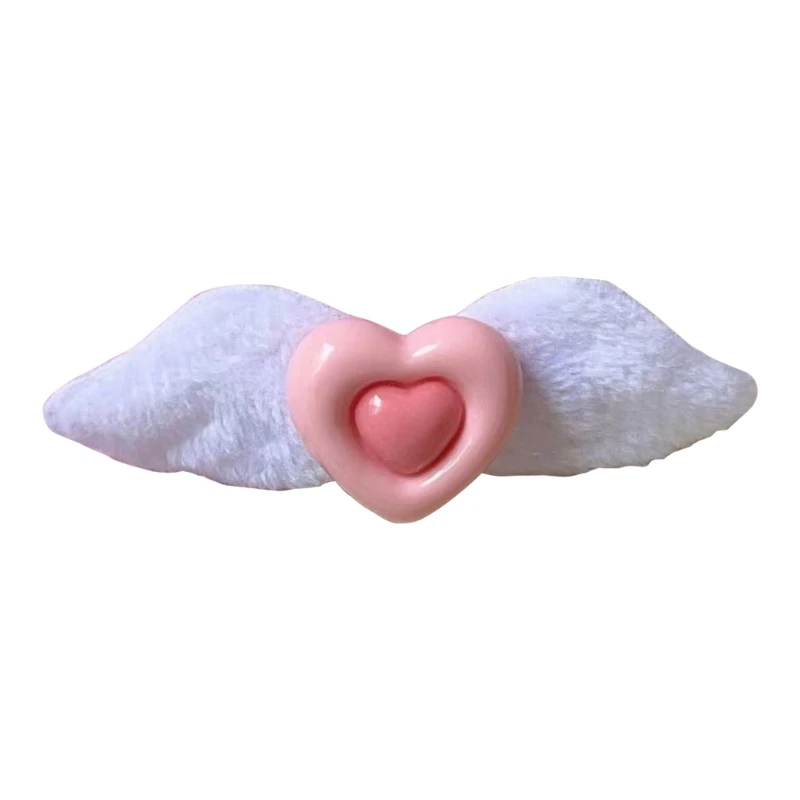 

N80C Women Girl Heart Wing Y2K Hairclip Haipin Hair Decorations Household Accessory for Adults Women Girl Hair Fixing