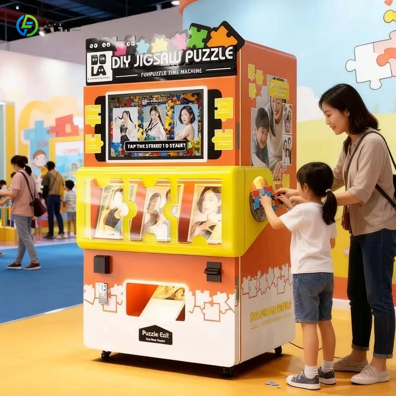 2026 New Jigsaw Vending Machine Interactive Touch DIY Picture Puzzle Coin & Credit Card Reader for Store Customized
