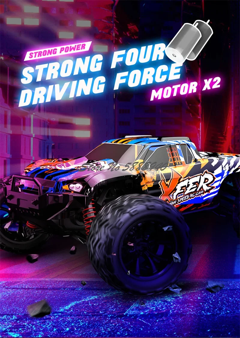 

1:16 Full-Scale High Speed Off-Road Remote Control Racing Car 2.4G 120M 4WD 50KM/H Waterproof Rapid Drift Electric RC Toy Cars