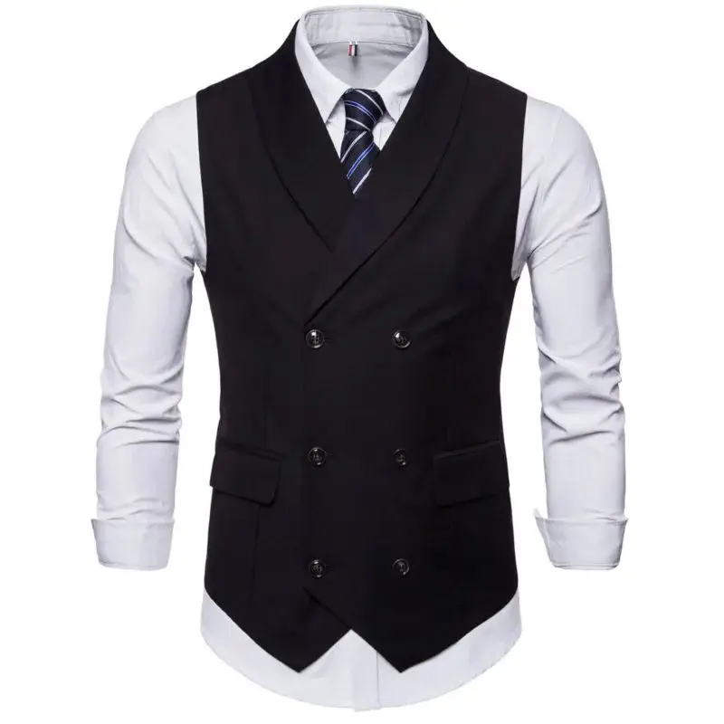 

Men's Double Breasted Color Dr Vest 4822 Suit Vest Special Wide Autumn Faion Youth ular One Button Double Row Button