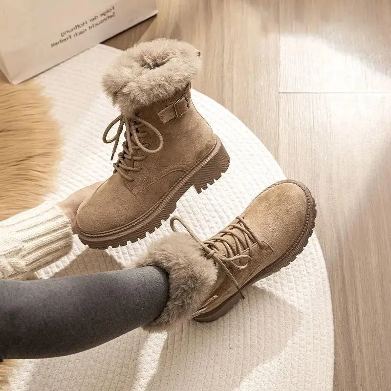 

88 snow boots women's 2023 new winter velvet thickened non-slip warm cotton shoes thick sole heightened versatile Martin boots