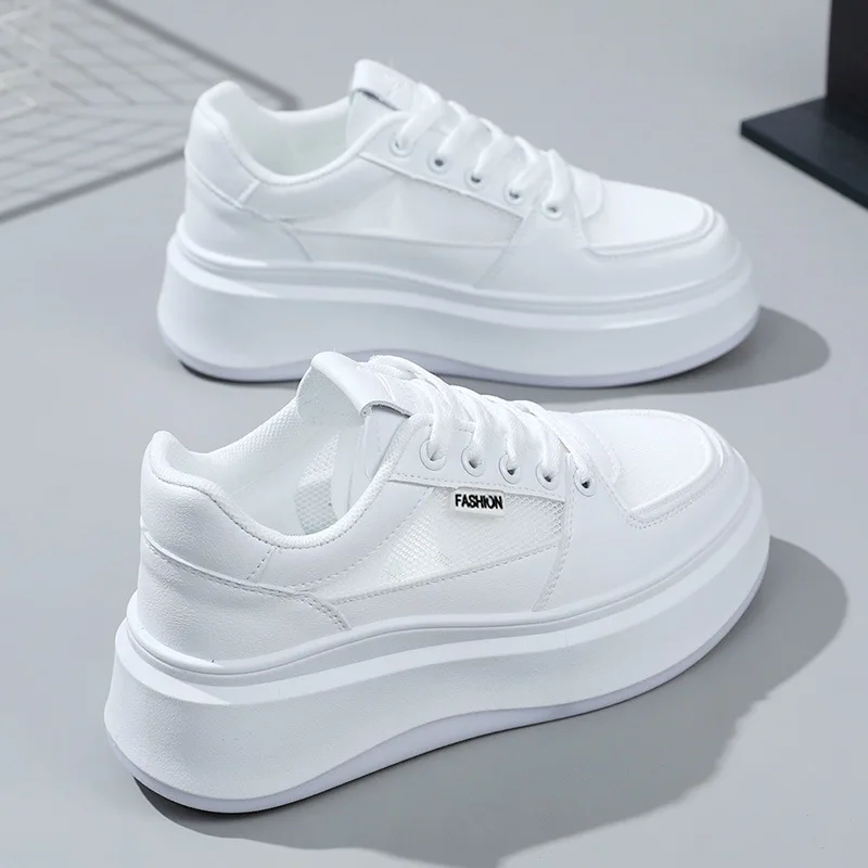 Women Sneakers Zapatillas Mujer White New Fashion Casual Sports Shoes Women Lace-up Mesh Breathable Women's Running Shoes 5125