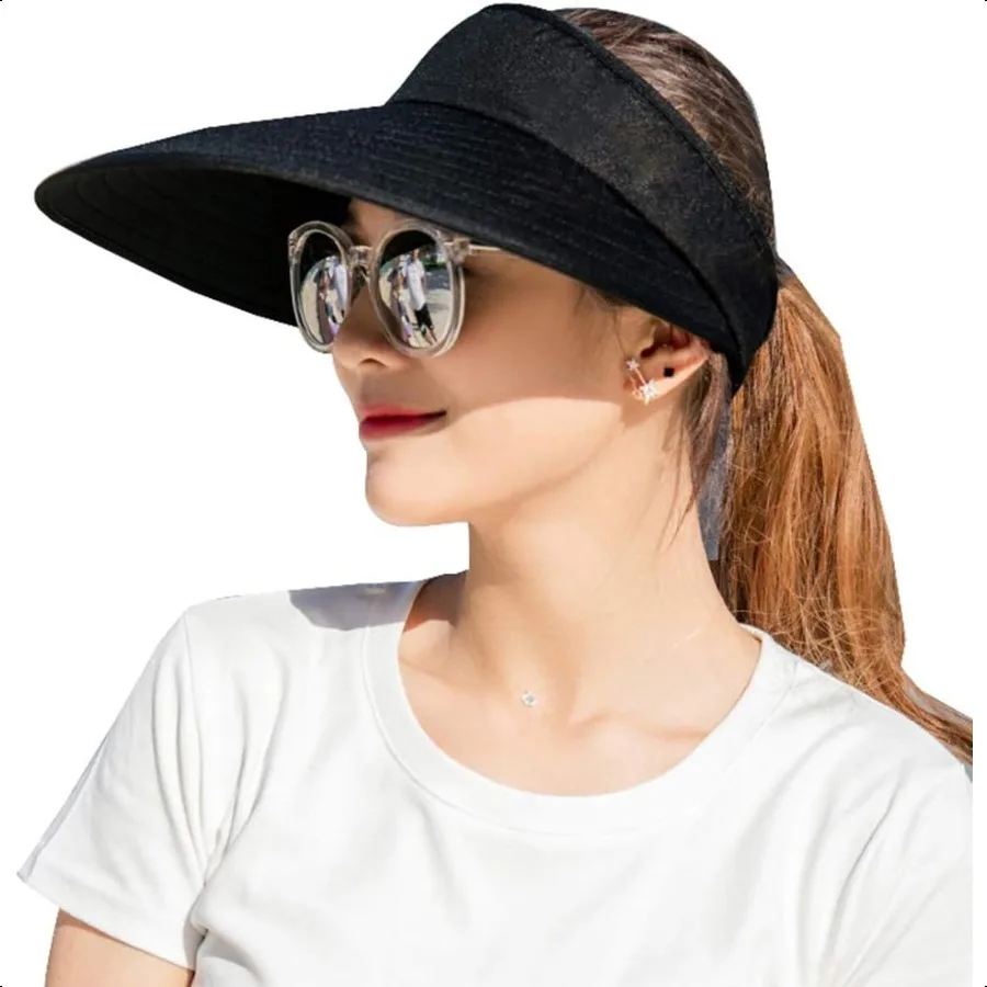 

Sun Visor Hats Women Large Brim Summer UV Protection Beach Cap
