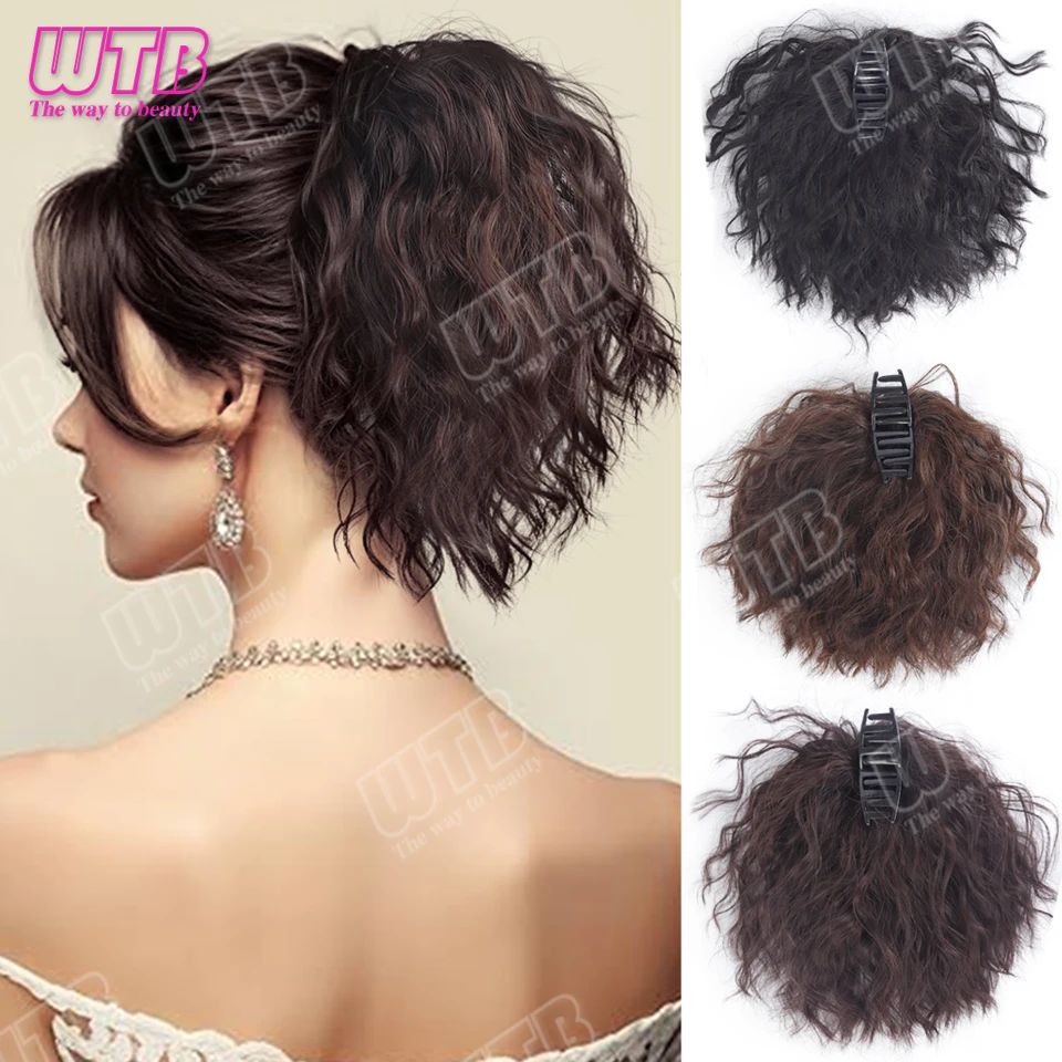 

WTB 1PC Synthetic Bun Wig Women Clip Style Volumizing and Messy Curly Hair Bun Wig Suitable for Everyday Wear and Holiday Events