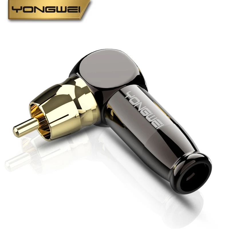 YONGWEI Pure copper RCA Connector RCA Lotus 90° right Angle elbow Welded Plug Mixer AV head coaxial audio wire plum head