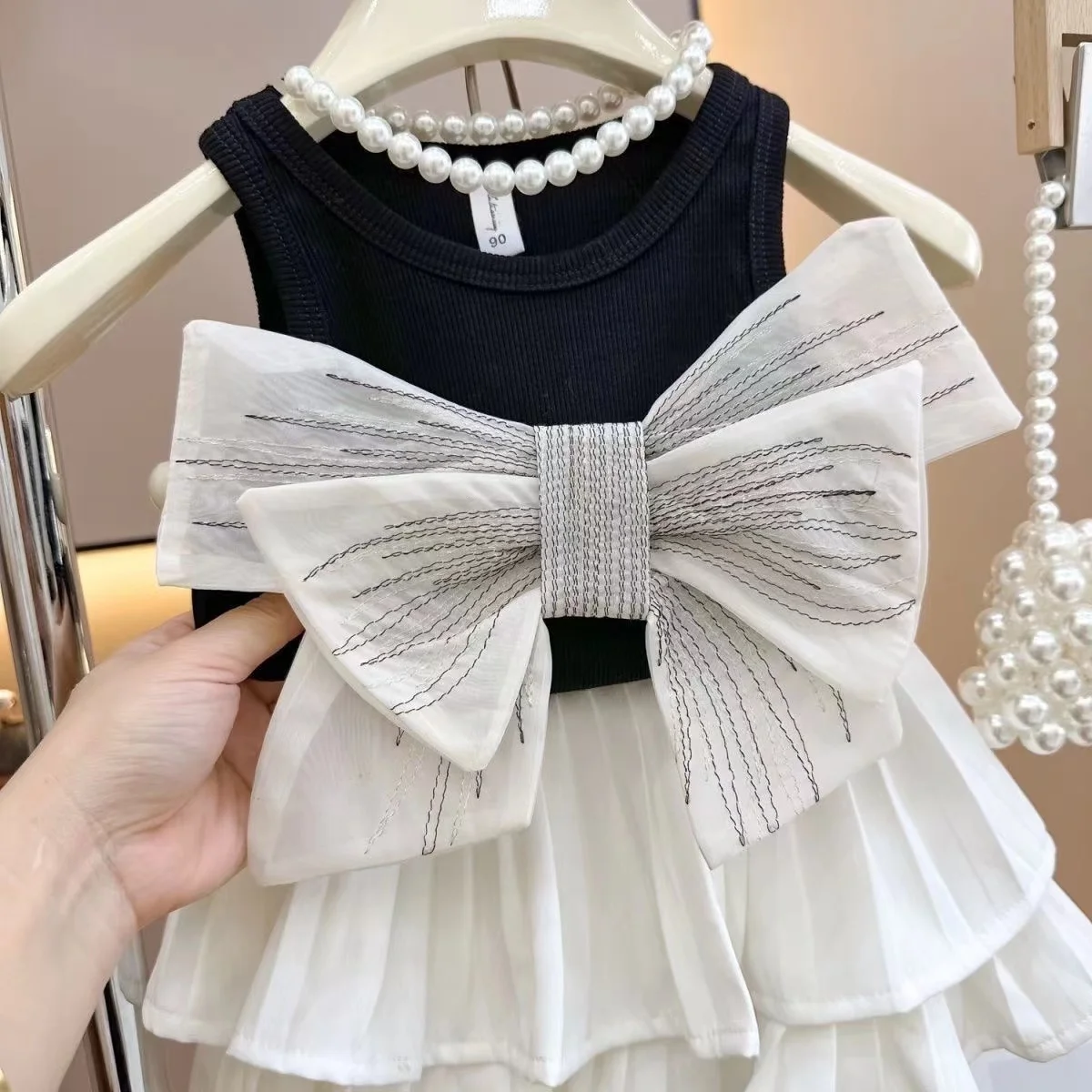 CuteGirl Outfit Set Bow Clothes for Kid Baby Fashion Summer Shirt+Skirt Toddler Girl Clothes Fashion Children Clothing