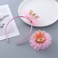 Cute 2pcs/lot Pearl Crown Baby Girl Headband with Tiara Hair Clips Infant Children Photography Props Birthday Gifts Accessories
