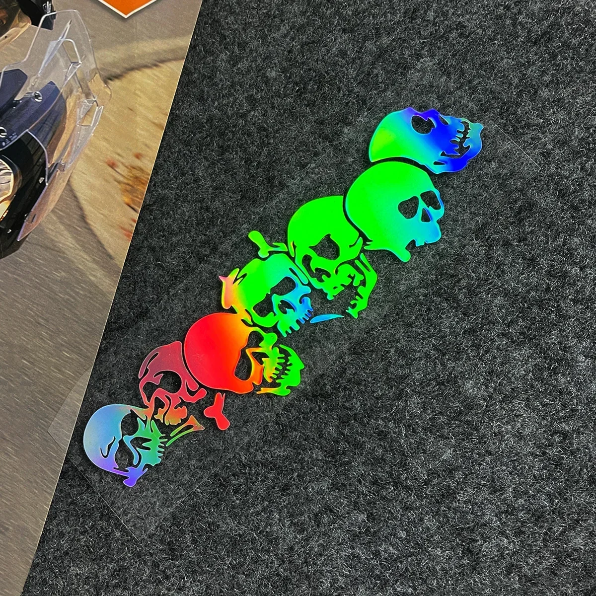Hollow Skull Long Strip Vinyl Decal, Cool Graphic Sticker for Car Motorbike DIY Creative Exterior Styling Decor