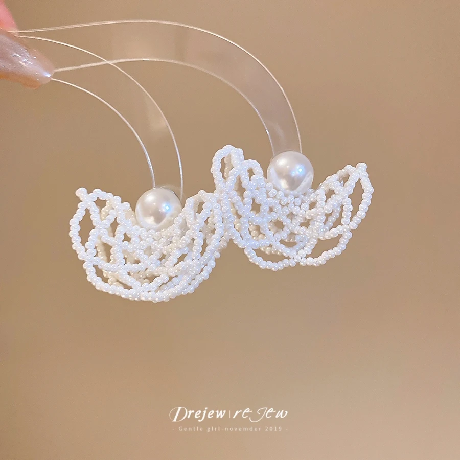 Rococo Princess Style Lace Skirt Earrings for Women Exaggerated Ruffled Hollow Umbrella Skirt Temperament High-end Accessories