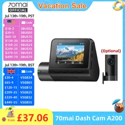 70mai-Cámara de salpicadero A200 Global, grabación de doble canal, 1080P, HDR, pantalla IPS de 2 pulgadas, Monitor de aparcamiento 24H, DVR para coche, A200, WIFI, APP, 130 °, FOV