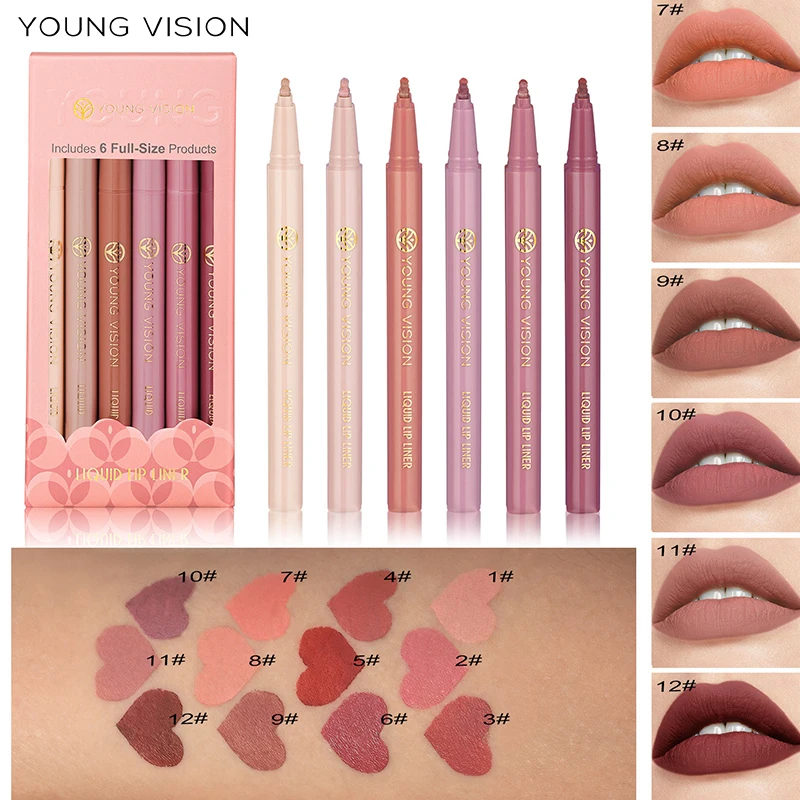 Vloeibare Lippenstift Lipliner Set Lipvlek Tint Collectie Duurzaam Gemakkelijk Glijden Nude Matte Tinten Lip Contour Lipliner Cadeau Voor Meisje