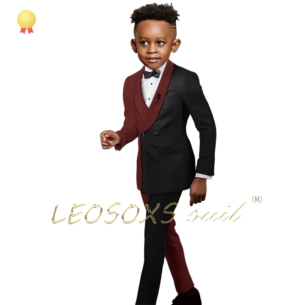 Boys color block dress suit 2 piece set - slim fit shawl collar dress suit suitable for wedding parties 3~16 years old boys