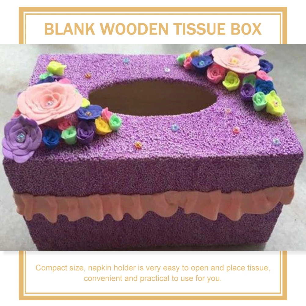 

5Pcs Blank Wooden Tissue Box Craft DIY Rectangular Napkin Holder Storage Case Wooden Tissue Box Paper Towel Dispenser