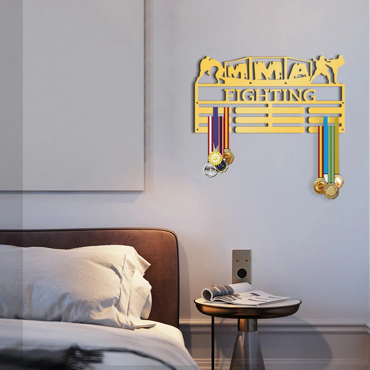 A customized Honor item Free fighter athlete Customized medal storage rack, name ribbon rack, sports award organizer, space sav view 4