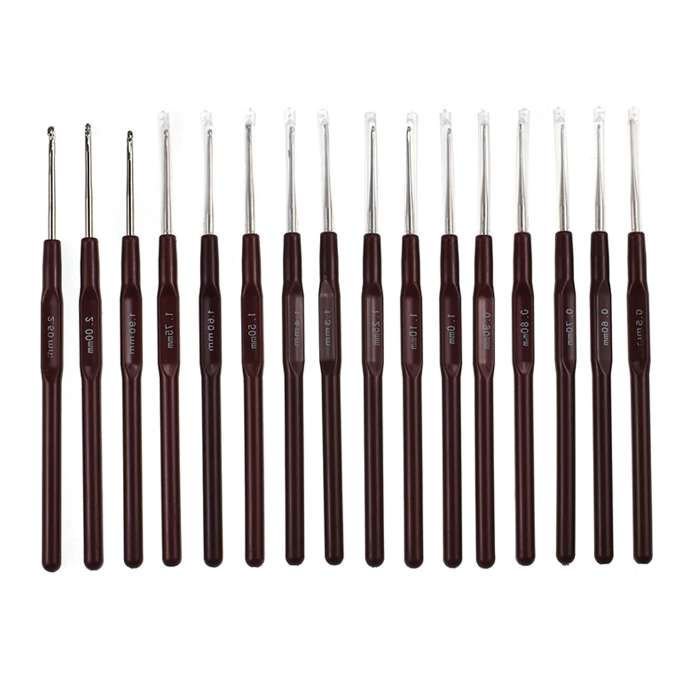 

18pcs Crochet Hooks Set Clear Size Markings Non-Slip Ergonomic Handles For Scarf Hat Gloves Sweater Making Plastic Handle