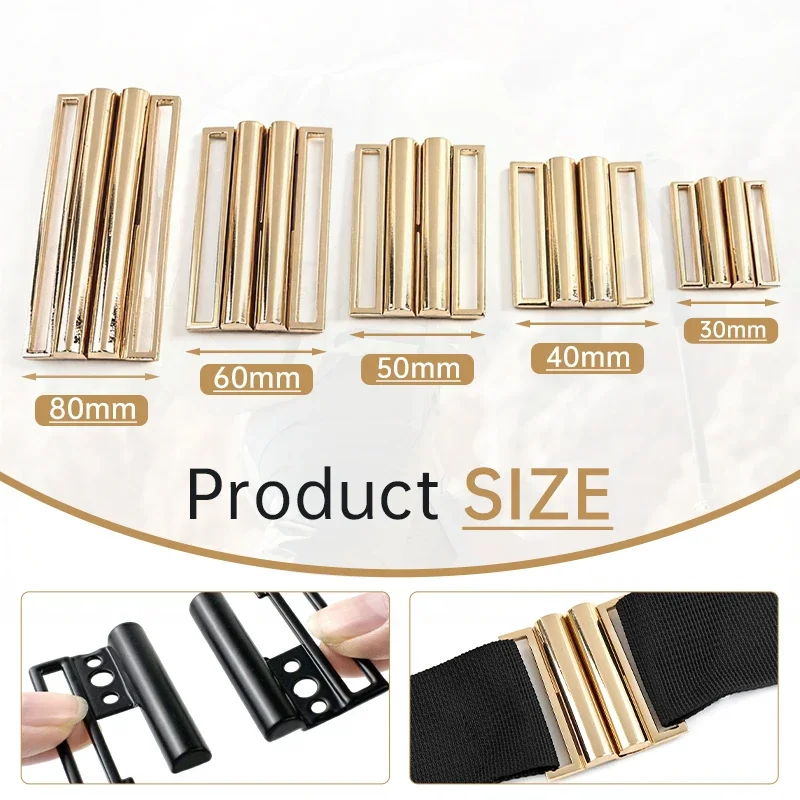 2/4/10P 30-80mm Metal Belt Buckle for Coat Women's Waistband Adjuster Clasp Jacket Belts Decorative Hook DIY Sewing Accessories view 3
