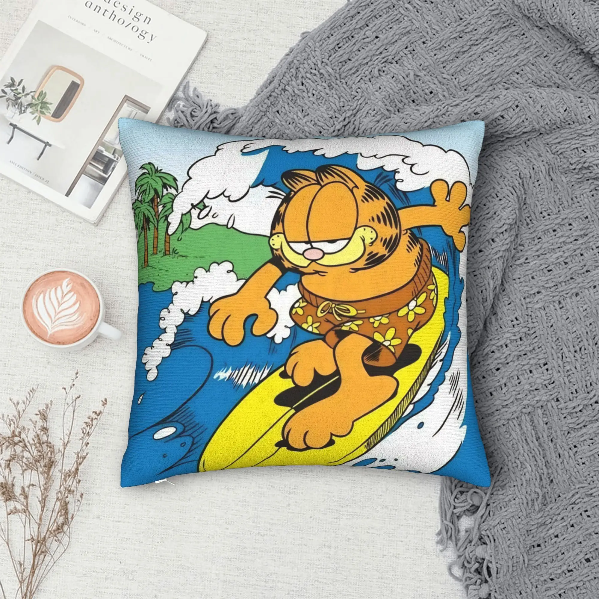 Garfielded Surfing Pillowcase Polyester Cushion Cover Decorative Cartoon Cat Throw Pillow Case Cover Home Wholesale 40*40cm view 5