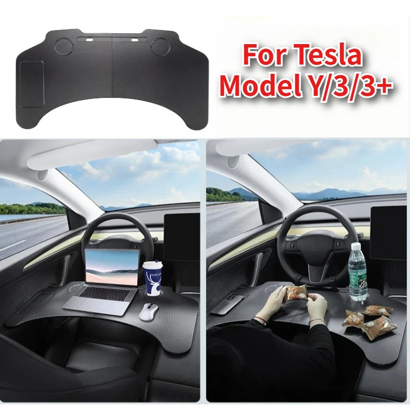 Steering Wheel Table for Tesla Model 3/Y/3+ Steering Wheel Folding Desk Portable Laptop Office Camping Table Accessories 2024