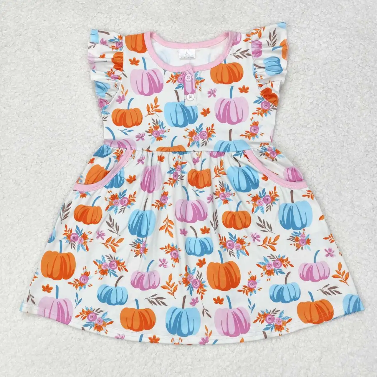 

Boutique Baby Girls fall pumpkin Dress Wholesale Clothing Children Kids short sleeves purple twirl Skirts New arrival clothes