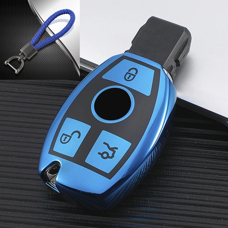 For Mercedes Benz CLA GLC GLA GLK W203 W210 W211 W204 W176 A B C R Class AMG Key Case Cover Holder Fob Casing Bag view 3