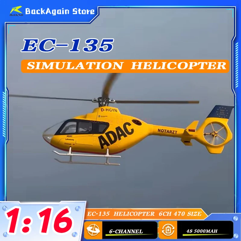 

FLYWING EC135 RC Helicopter RTF EC135 scale helicopter 6CH 470 size rc helicopters 4 blades EC135 Yellow 1:16 6CH rc helicopter