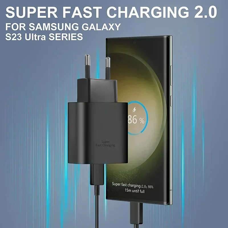 45w pd USB-C supers chn elles ladegerät für for samsung galaxy s25 s24 s23 ultra s22 s21 plus note 20 10 a55 a54 schnell lade typ c kabel – Detail 7