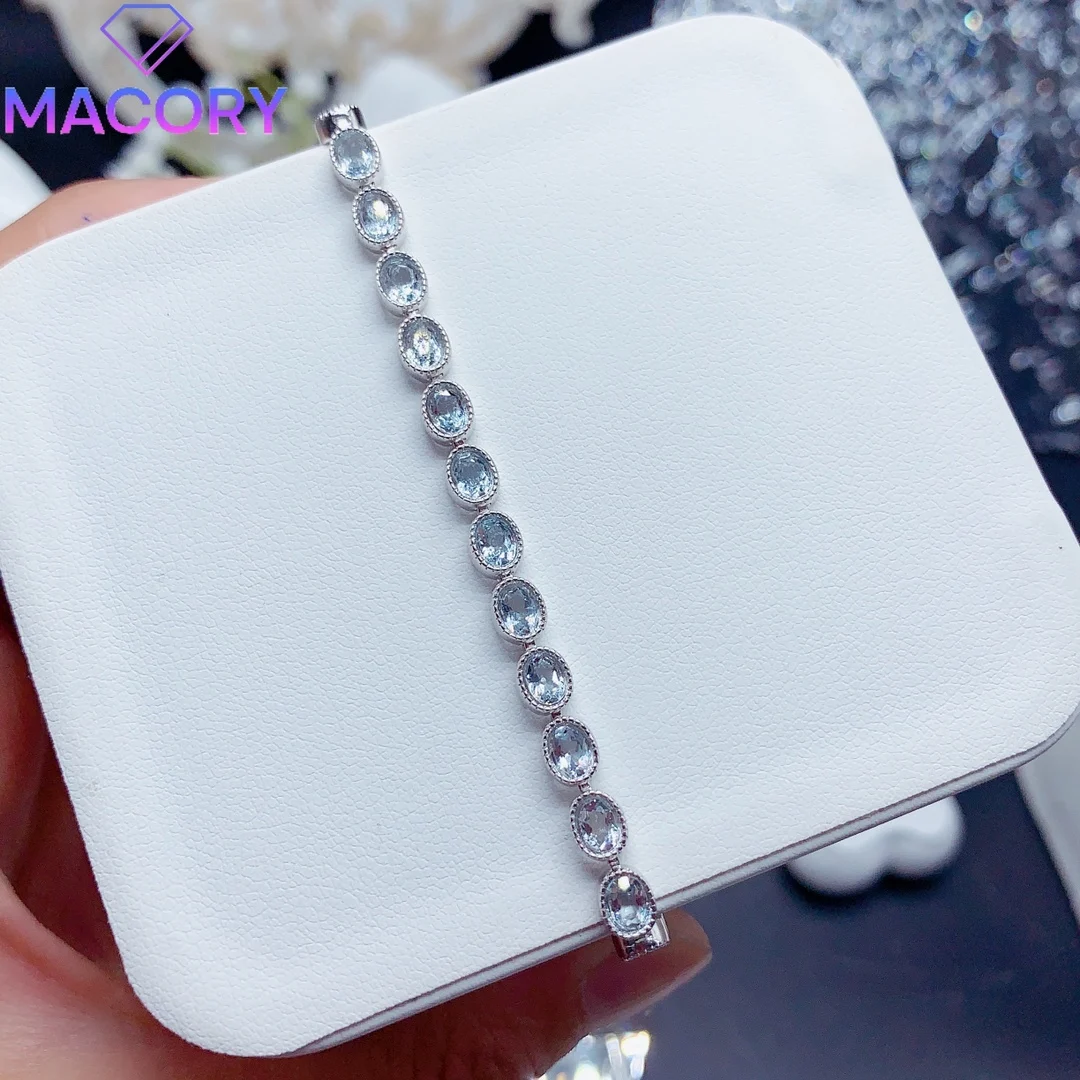 

925 sterling silver certified natural aquamarine bracelet luxury female jewelry female bracelet free shipping new wholesale