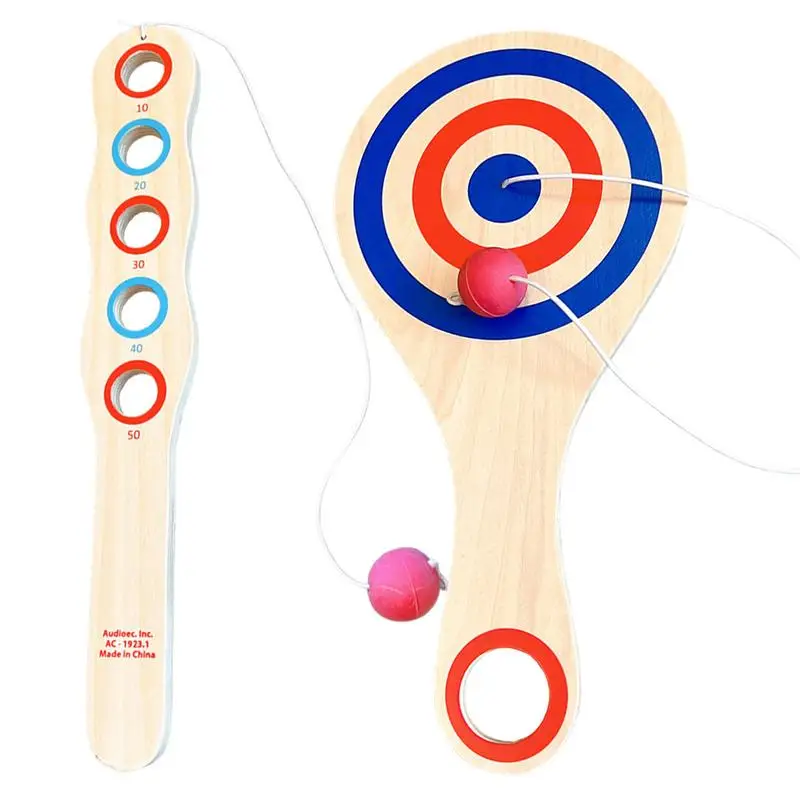 Paddle Ball Toy Paddle Board Toy Wooden Paddle Ball Paddle Ball Rackets Kids Sensory Outdoor Toys For Boys Indoor Outdoor Fun