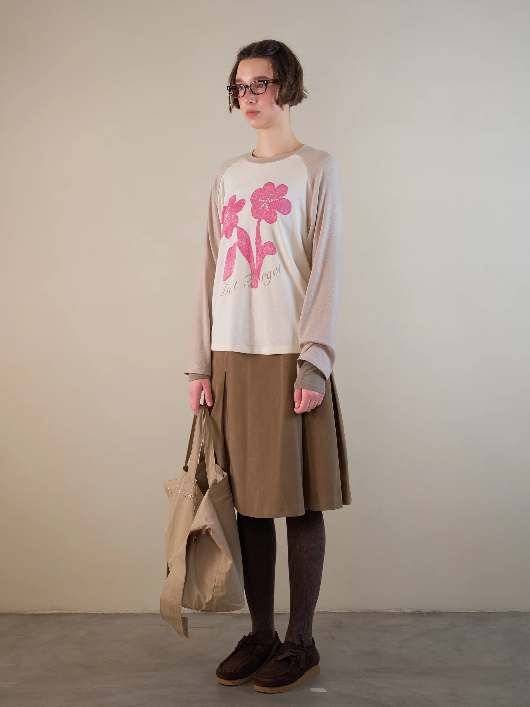 

Ori Ori Twin Flowers Original Print Lyocell Long Sve Color Blo Loose round Ne Elastic Floing Women's Casual T-irt