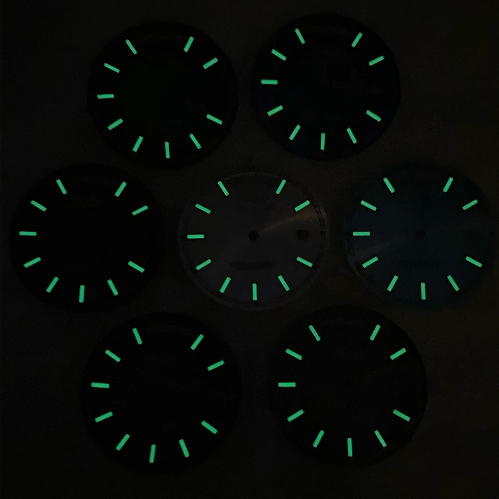 31mm S Logo Day And Date Dial Fit 8285 Movement Green Luminous Sunray High-Quality Dial Watch Modification Accessories