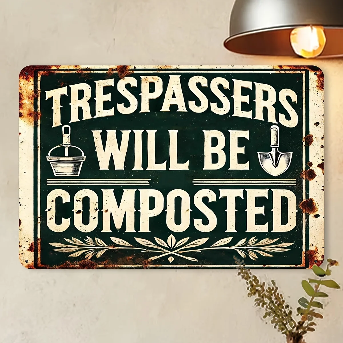 Vintage Rustic Metal Garden Sign - 