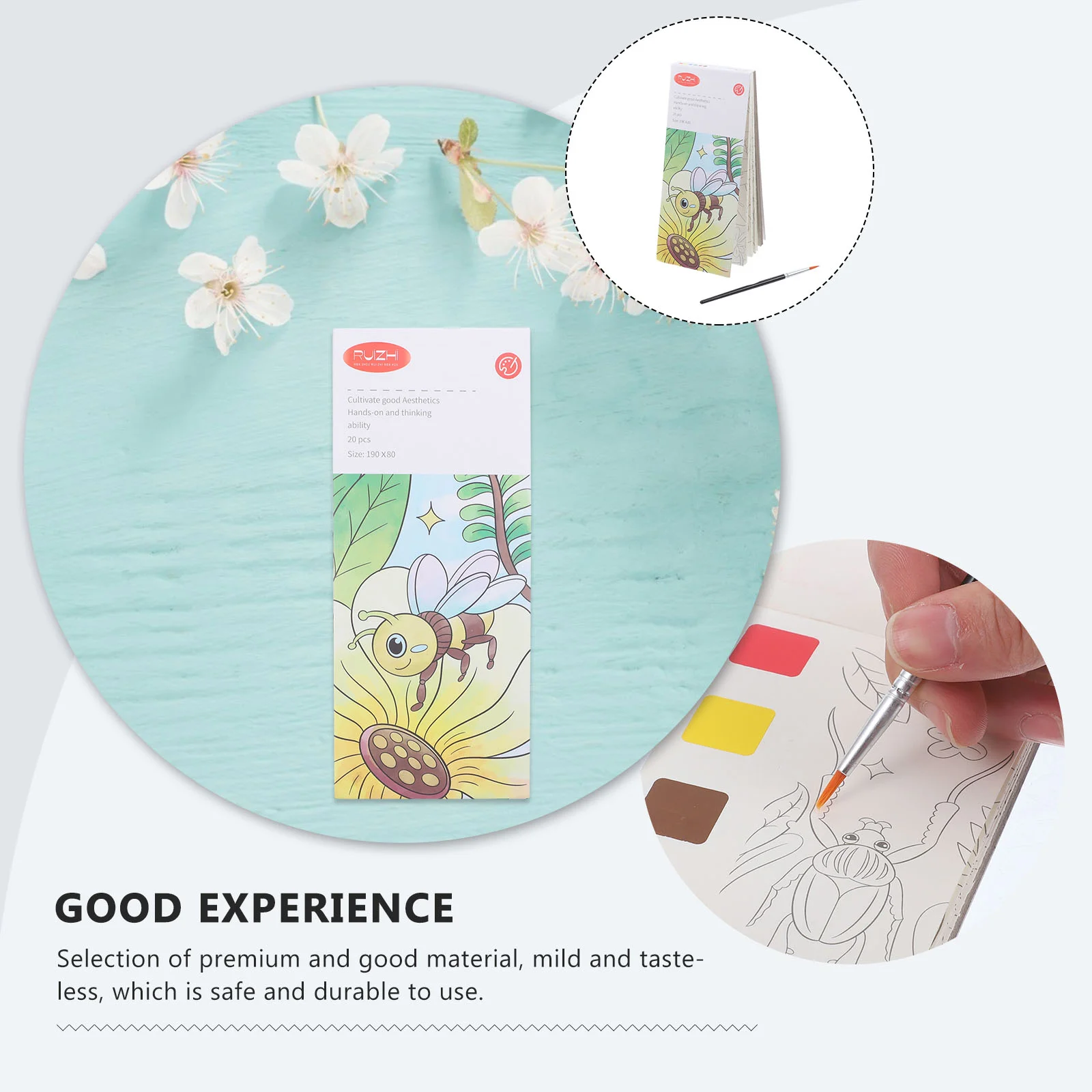 Watercolor Note Pad Coloring Books for Adults Kids Pocket Paint Paper Spiral Bound Pigment Painting Kit Drawing Travel