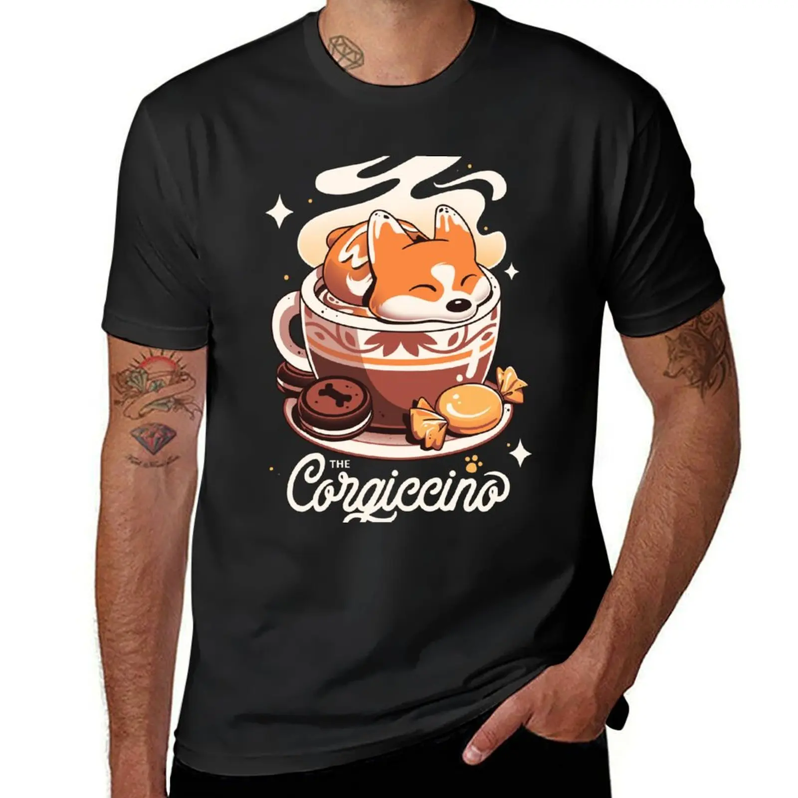 

Corgi Coffee Break - Cute Dog T-Shirt customizeds plus sizes Short sleeve tee mens graphic t-shirts hip hop