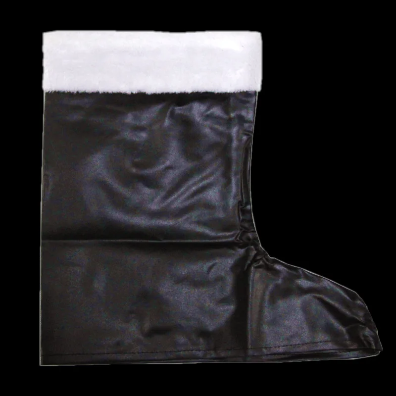 أغطية أحذية سانتا كلوز من الجلد الصناعي باللون الأبيض وأغطية أحذية مزينة بزينة عيد الميلاد