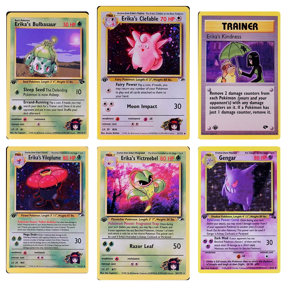 Pokémon Proxy Cards PTCG DIY Cards PKM Collection Board Games TRAINER-16 Bulbasaur-39 Clefable-3 Kindness-103 Vileplume-5 Gifts
