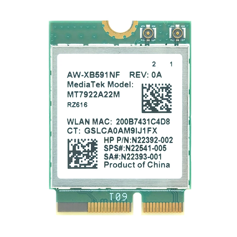 

Wi-Fi 6E MT7922 AW-XB530NF MT7922 WIFI6E 2,4G Компьютерная встроенная беспроводная карта Bluetooth-совместимая 5.2 RZ616 2400M NGFF-M2