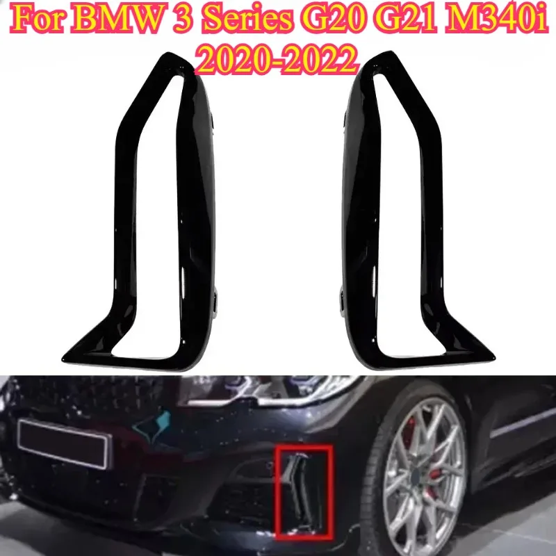 

2PCS Front Bumper Trim (51118093301 51118093302) ABS for BMW 3' G20 G21 M340i Front Bumper Fog Lamp Left Right Grille Black Trim