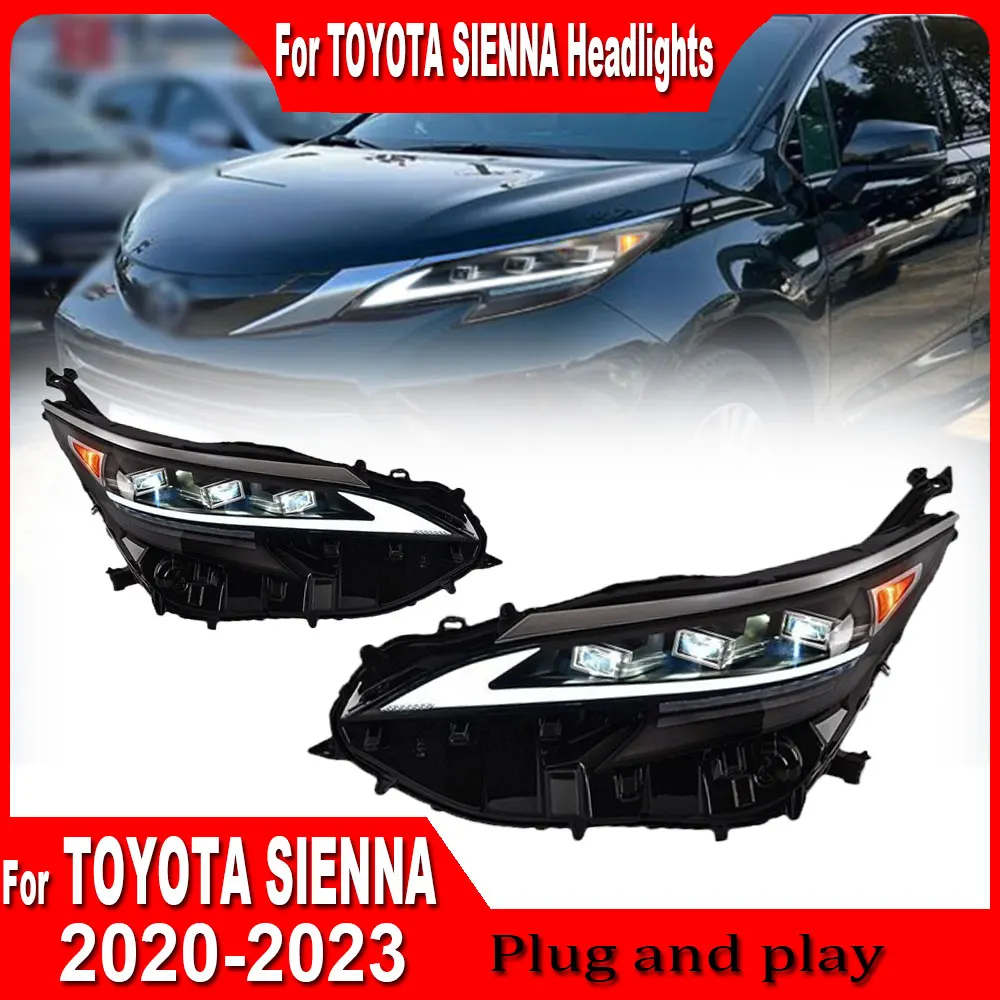 LED Head Lamp for Toyota Sienna LED Headlight 2020 2021 2022 2023 Headlights Sienna DRL Turn Signal High Beam Projector Lens 2pc